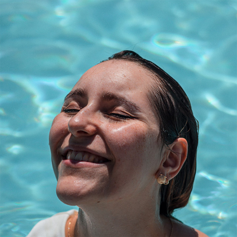 woman's head above water